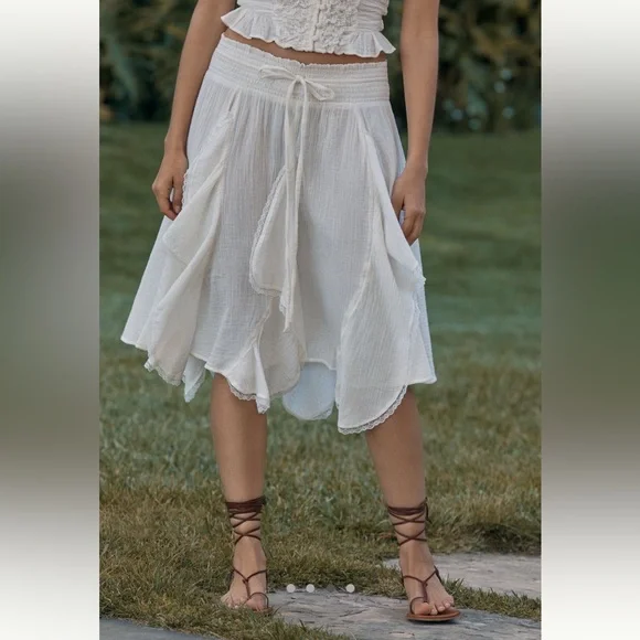 Anthropologie Celandine Godet SET - Drawstring Midi Skirt & Smocked Crop Top - Picture 3 of 7